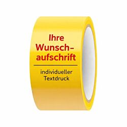 Paketband gelb mit individuellem Textaufdruck - Größe 80mm x 200m